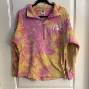 PINK 3/4 Zip Pink and Yellow Pullover Sweater XS
